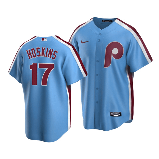 Men'S Philadelphia Phillies Rhys Hoskins #17 Cooperstown Collection Light Blue Road Jersey
