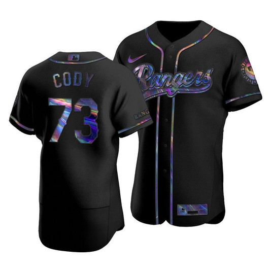 Men'S Texas Rangers Kyle Cody #73 Iridescent Logo Holographic Limited Jersey Black