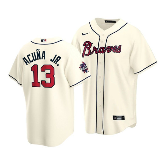 Atlanta Braves Ronald Acuna Jr. #13 2021 Mlb All-Star Game Patch Jersey Cream