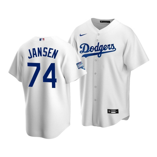 Los Angeles Dodgers Kenley Jansen #74 2020 World Series Champions Home Replica Jersey White