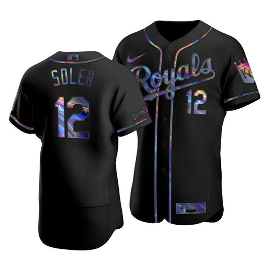 Kansas City Royals Jorge Soler #12 Iridescent Logo Holographic Limited Jersey Black