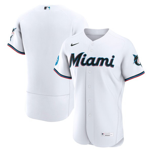Men's Miami Marlins Nike White Home  Jersey