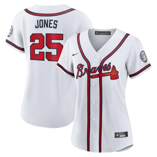 Women's Atlanta Braves Andruw Jones Nike White 2026 Baseball Hall of Fame Retired Player Replica Jersey