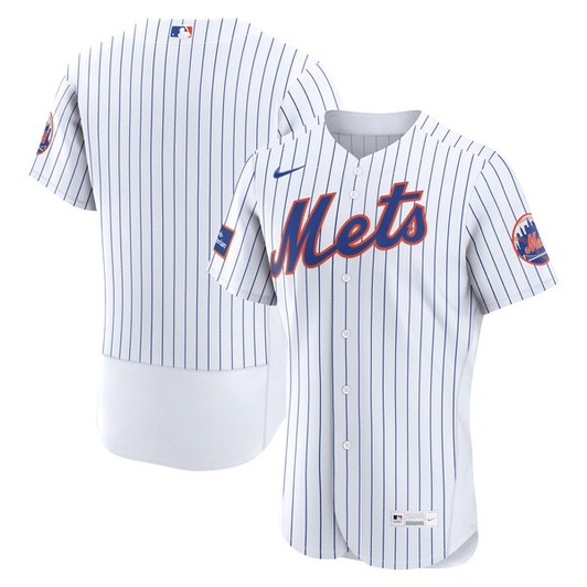 Men's New York Mets Nike White Home Sponsor Patch  Jersey