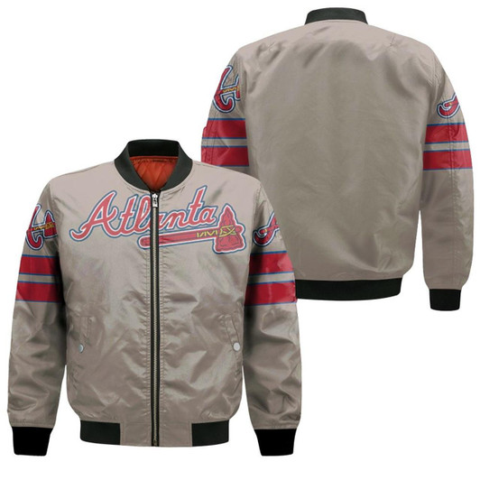 Atlanta Braves Mlb Grey Jersey Inspired Style Bomber Jacket Model 411 - BOBBY SHOP