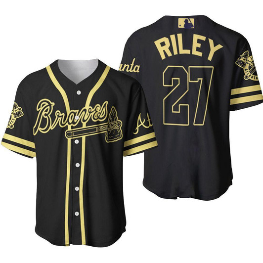 Atlanta Braves Austin Riley #27 Great Player MLB Black 3D Designed Allover Gift For Atlanta Fans Baseball Jersey - MLB