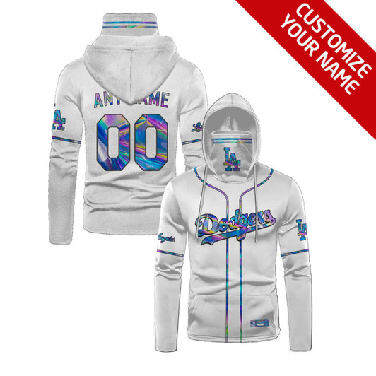 Los Angeles Dodgers #00 3D Personalized White Jersey Style Gift With Custom Number Name For Dodgers Fans Masked Hoodie - MLB