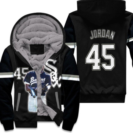 Chicago White Sox Mashed Up Michael Jordan 45 Player Black Jersey Style Gift For Michael Jordan Fans Fleece Hoodie - MLB