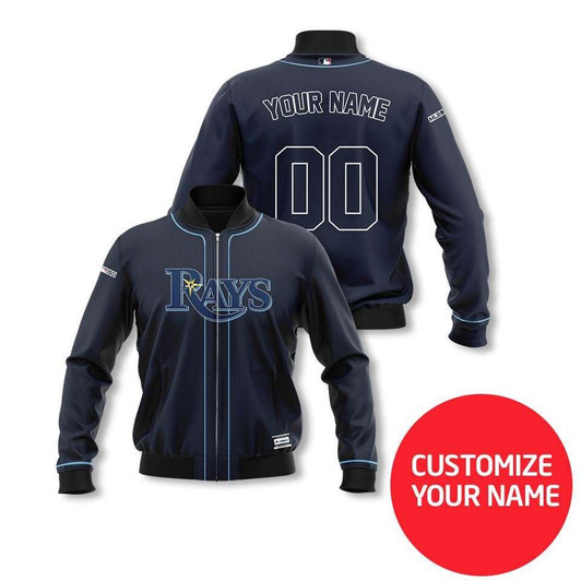Tampa Bay Rays #00 Personalized Navy Blue Jersey Style Gift With Custom Number Name For Rays Fans Bomber Jacket
