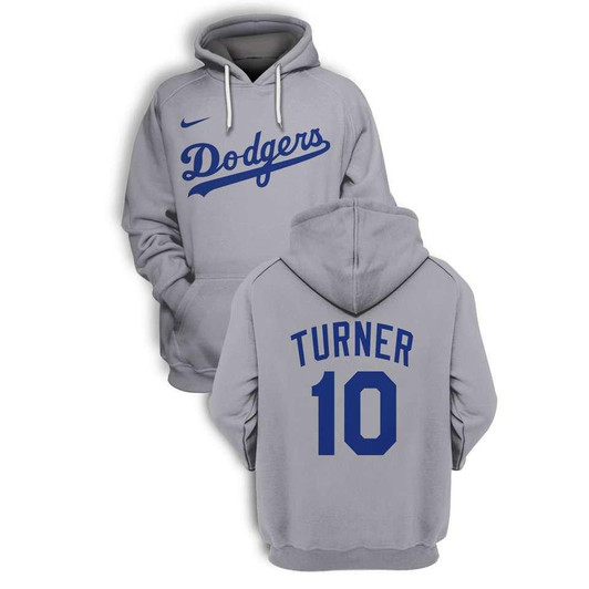Los Angeles Dodgers Justin Turner #10 Mlb Baseball Team Grey Jersey Style Gift For Dodgers And Turner Fans Hoodie - MLB