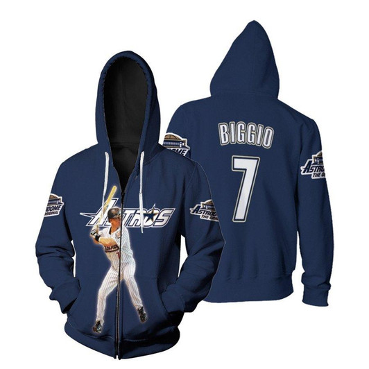 Houston Astros Craig Biggio 7 Throwback 1994 Player Navy Jersey Style Gift For Astros Fans Zip Hoodie - MLB