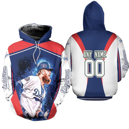 Los Angeles Dodgers Justin Turner 00 Any Name Blue Jersey Style Gift With Custom Number Name For Dodgers Fans Hoodie
