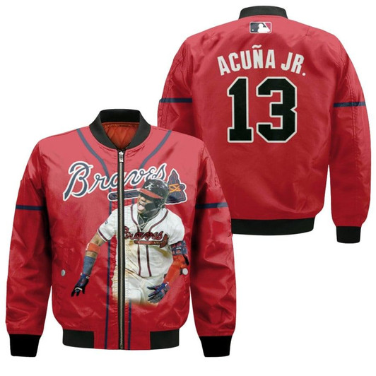 Atlanta Braves Ronald Acuna Jr 13 MLB Team Alternate Player Name Red Jersey Gift For Atlanta Braves Fans Bomber Jacket