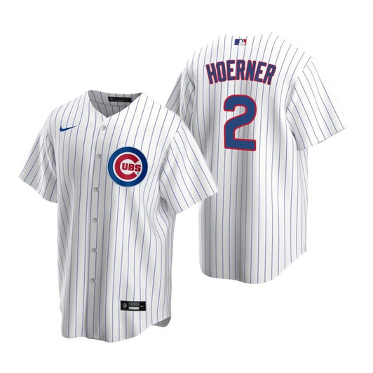 Mens Chicago Cubs #2 Nico Hoerner Home White Jersey Gift For Cubs Fans