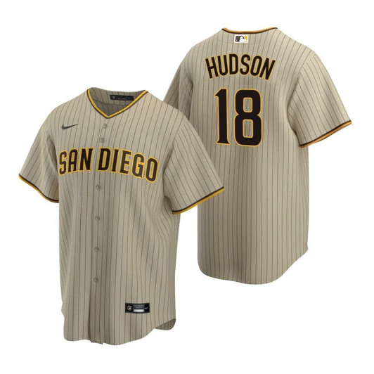 Mens San Diego Padres #18 Daniel Hudson 2020 Alternate Sand Brown Jersey Gift For Padres Fans