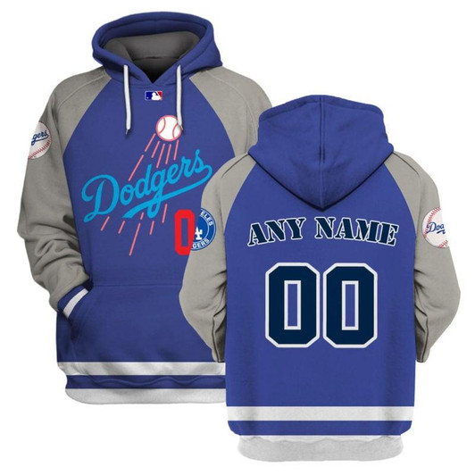 Los Angeles Dodgers Mlb Basebal Logo Team Blue Grey Jersey Style Personalized Gift With Number Name For Dodgers And Baseball Fans Hoodie