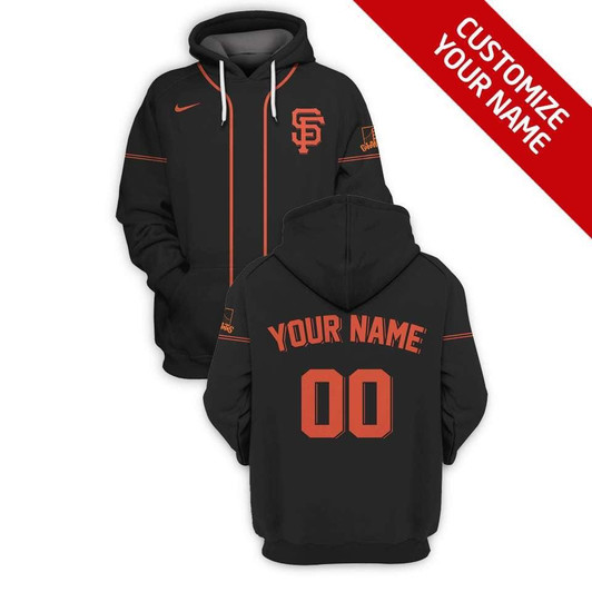 San Francisco Giants #00 3D Personalized Black Jersey Style Gift With Custom Number Name For Giants Fans Hoodie