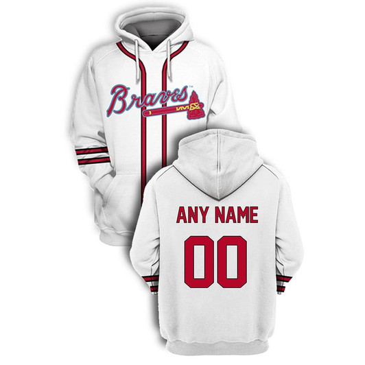 Atlanta Braves #00 Any Name Mlb Team White Jersey 3D Allover Designed Style Gift With Custom Number Name For Braves Fans Hoodie