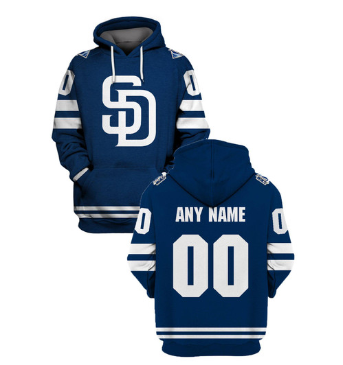 San Diego Padres Mlb Baseball Team Personalized Number Name Blue Jersey Style Gift For Padres And Baseball Fans Hoodie
