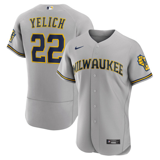 Christian Yelich Milwaukee Brewers Nike Replica Replica Road  Player Logo Jersey - Gray