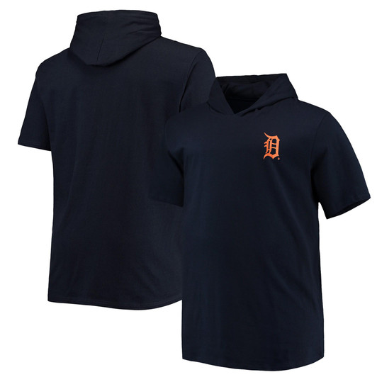 Detroit Tigers Big & Tall Jersey Short Sleeve Pullover Hoodie T-Shirt - Navy