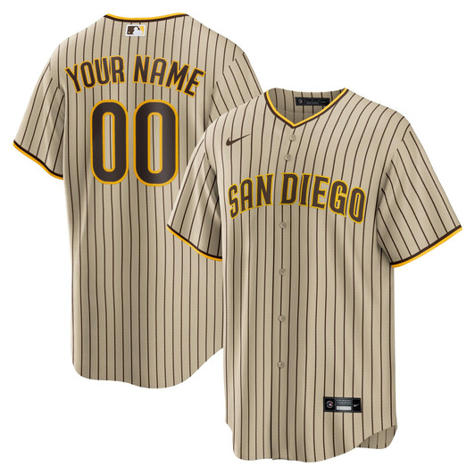 San Diego Padres Nike Replica Replica Road Custom Replica Jersey - Brown