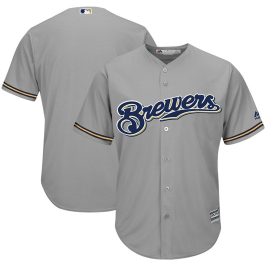MenS Milwaukee Brewers Majestic Gray Team Official Baseball Jersey Mlb Baseball Jersey632