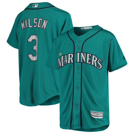 Majestic Russell Wilson Aqua Seattle Mariners Mlb X Nfl Player Jersey
