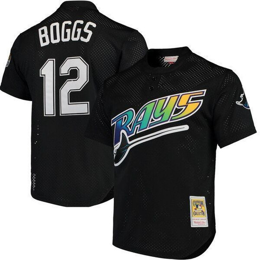 Wade Boggs Tampa Bay Rays Cooperstown Collection 1991 Mesh Batting Practice Jersey Black 2021