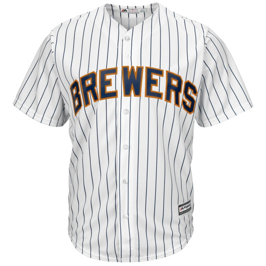 MenS Majestic White Milwaukee Brewers Official Cool Base Jersey -