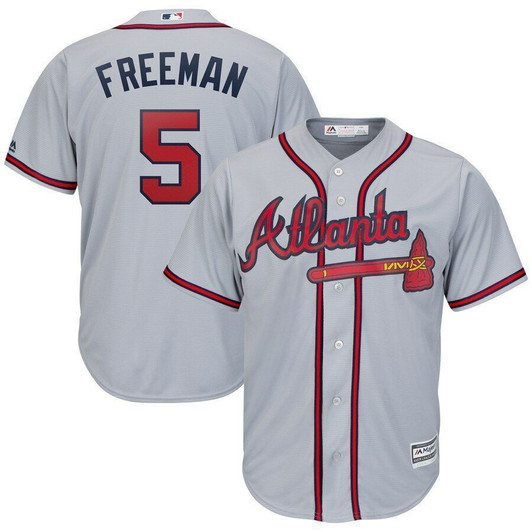 Freddie Freeman Atlanta Braves Majestic Official Cool Base Player Jersey Jersey Gray 2021
