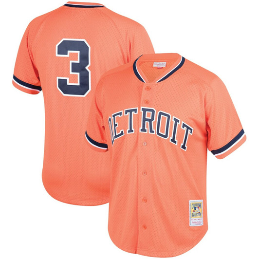 MenS Detroit Tigers Alan Trammell Mitchell & Ness Orange Fashion Cooperstown Collection Mesh Batting Practice Baseball Jersey Mlb Baseball Jersey1352