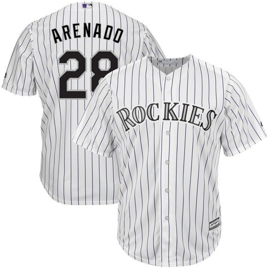 Nolan Arenado Colorado Rockies Majestic Home Official Cool Base Player White Purple 3D Jersey