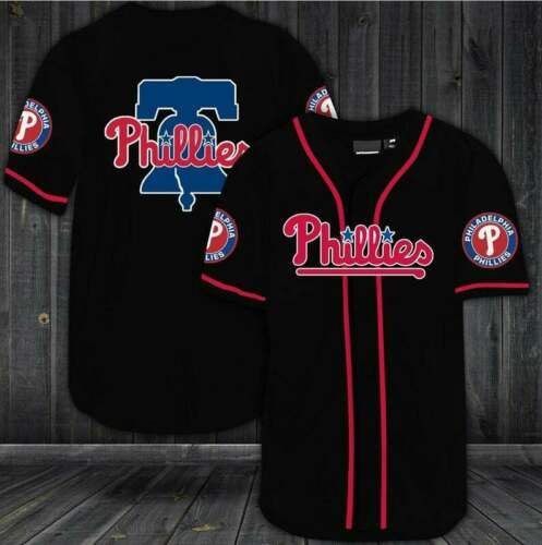 Philadelphia Phillies Black All Over Print Baseball Jersey