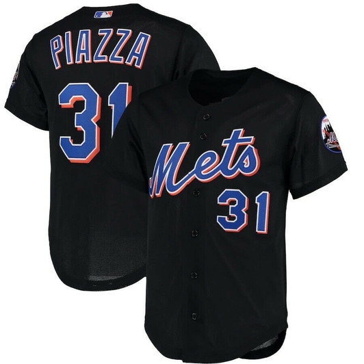 Mike Piazza #31 New York Mets Black All Over Print Baseball Jersey For Fans