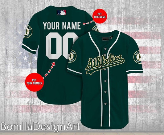 Oakland Athletics Personalized Name and Number Baseball Jersey For Fans