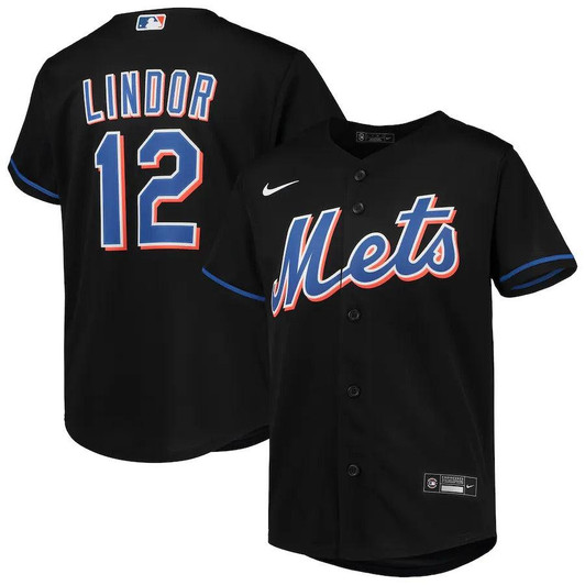 Nike Replica Replica Replica Francisco Lindor New York Mets  Black Alternate Replica Player Jersey