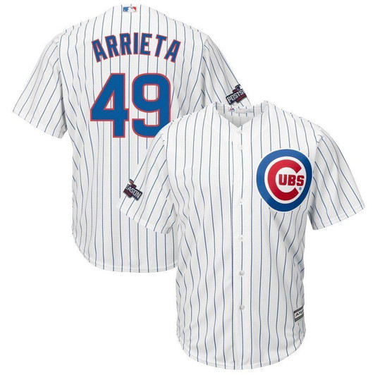 Jake Arrieta Chicago Cubs Majestic Home 2016 Postseason Patch Cool Base Player Jersey White/Royal 2019