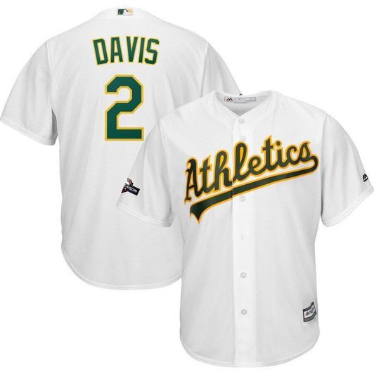 Khris Davis Oakland Athletics Majestic 2019 Postseason Official Cool Base Player Jersey White