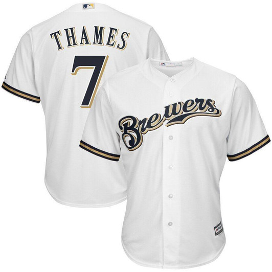 Eric Thames Milwaukee Brewers Majestic Cool Base Jersey White 2019