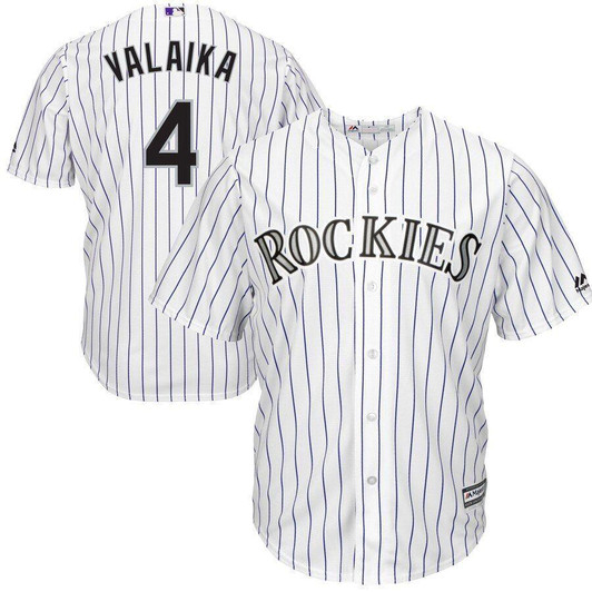 Pat Valaika Colorado Rockies Majestic Home Cool Base Player Jersey White 2019