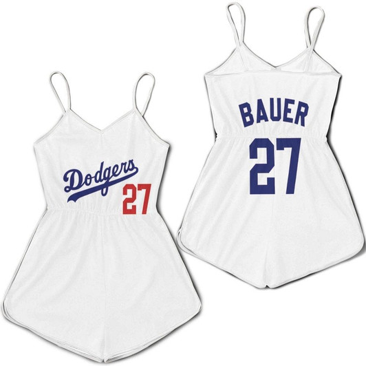 Los Angeles Dodgers Bauer 27 2020 Championship Golden Edition White Jersey Inspired Style Romper