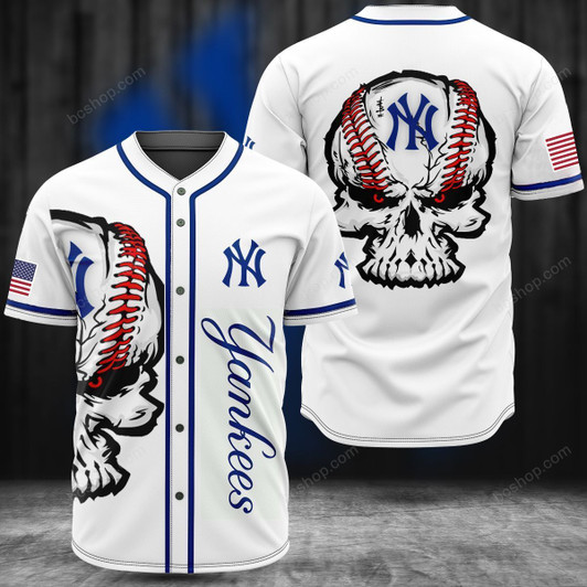 New York Yankees Skull white baseball Jersey shirt