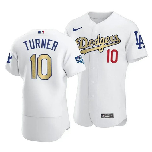 Los Angeles Dodgers Justin Turner #10 2021 Gold Men Program Jersey