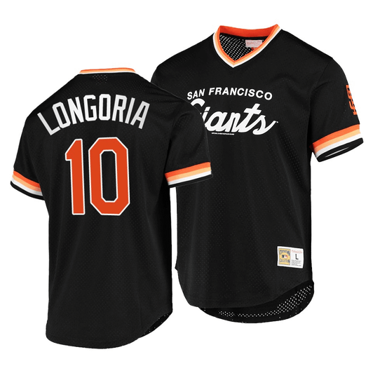 Men'S San Francisco Giants Evan Longoria #10 Cooperstown Collection Black Script Fashion Jersey