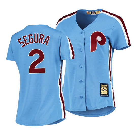 Women'S Philadelphia Phillies #2 Jean Segura Cooperstown Collection Light Blue Road Jersey