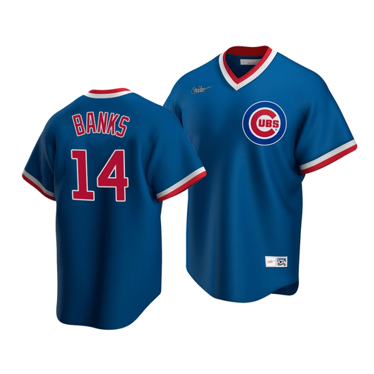 Men'S Chicago Cubs Ernie Banks #14 Cooperstown Collection Royal Road Jersey