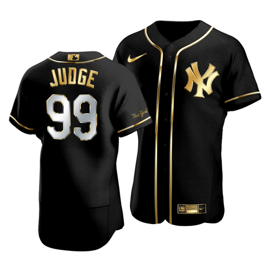 Men'S New York Yankees Aaron Judge #99 Golden Edition Black  Jersey