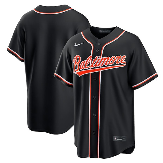 Men's Baltimore Orioles  Nike Fashion Replica Black Out Jersey