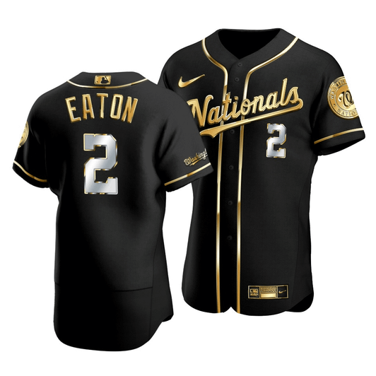 Men'S Washington Nationals Adam Eaton #2 Gold Edition Black  Jersey
